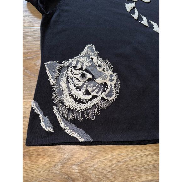 Michael Simon Vintage Cat Beaded Spun Silk Blend Sweater - Size medium -OG - Picture 12 of 12